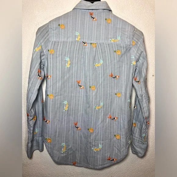 Anthropologie Maeve light blue Embroidered Dress Shirt S - Picture 3 of 12